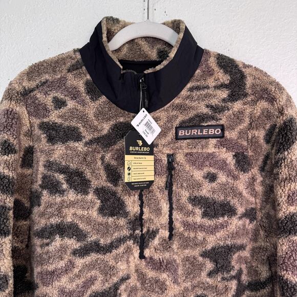 Burlebo Jacket Mens Small Camo Sherpa Quarter Zip Anorak Fleece Outdoors HuntNEW - Picture 5 of 11